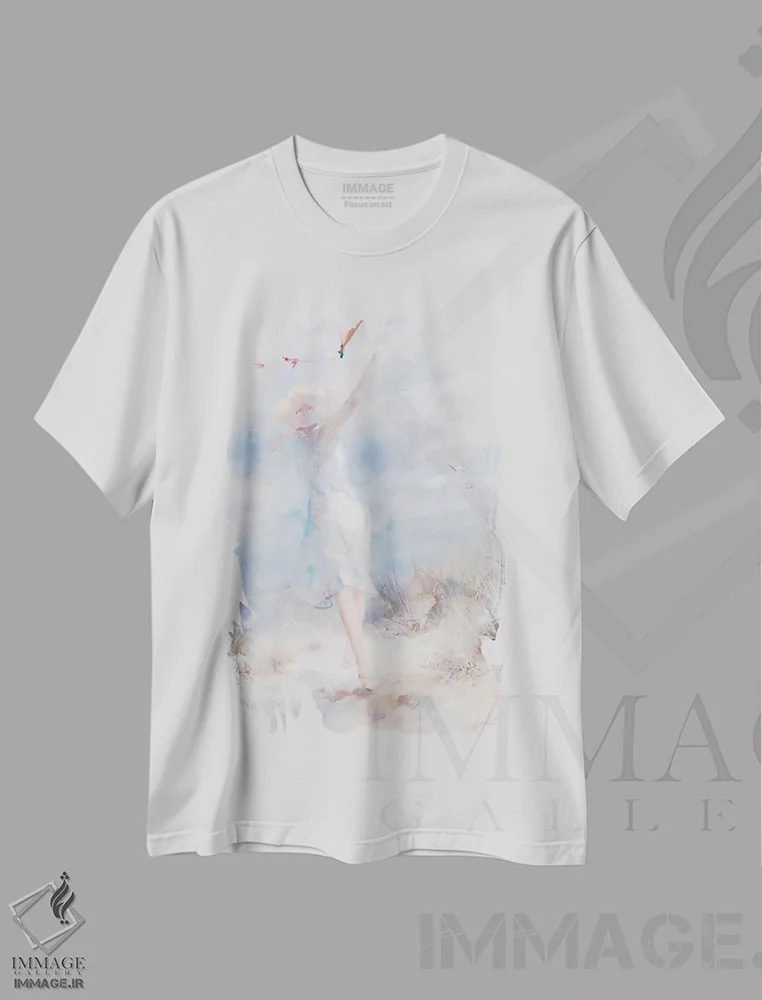 تیشرت سفید طرح دار بادبادک بازی، تزئینی اثر ویلم هنراتس | فروشگاه ایماژ