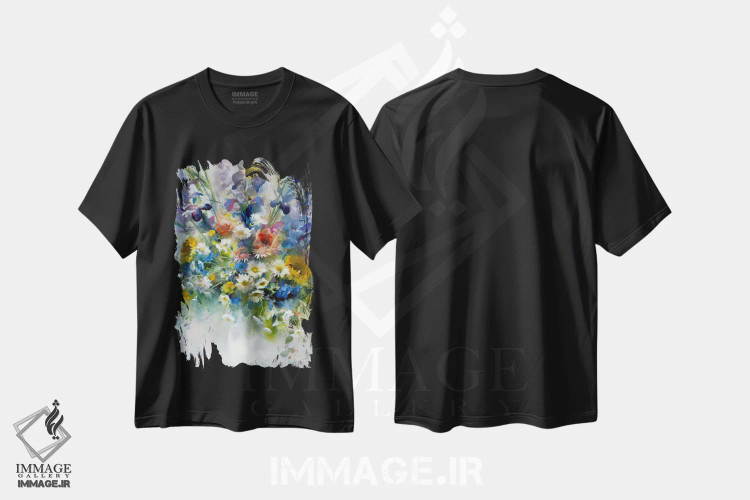 تیشرت مشکی طرح دار برداشت گلگون، تزئینی اثر ویلم هنراتس | immage.ir