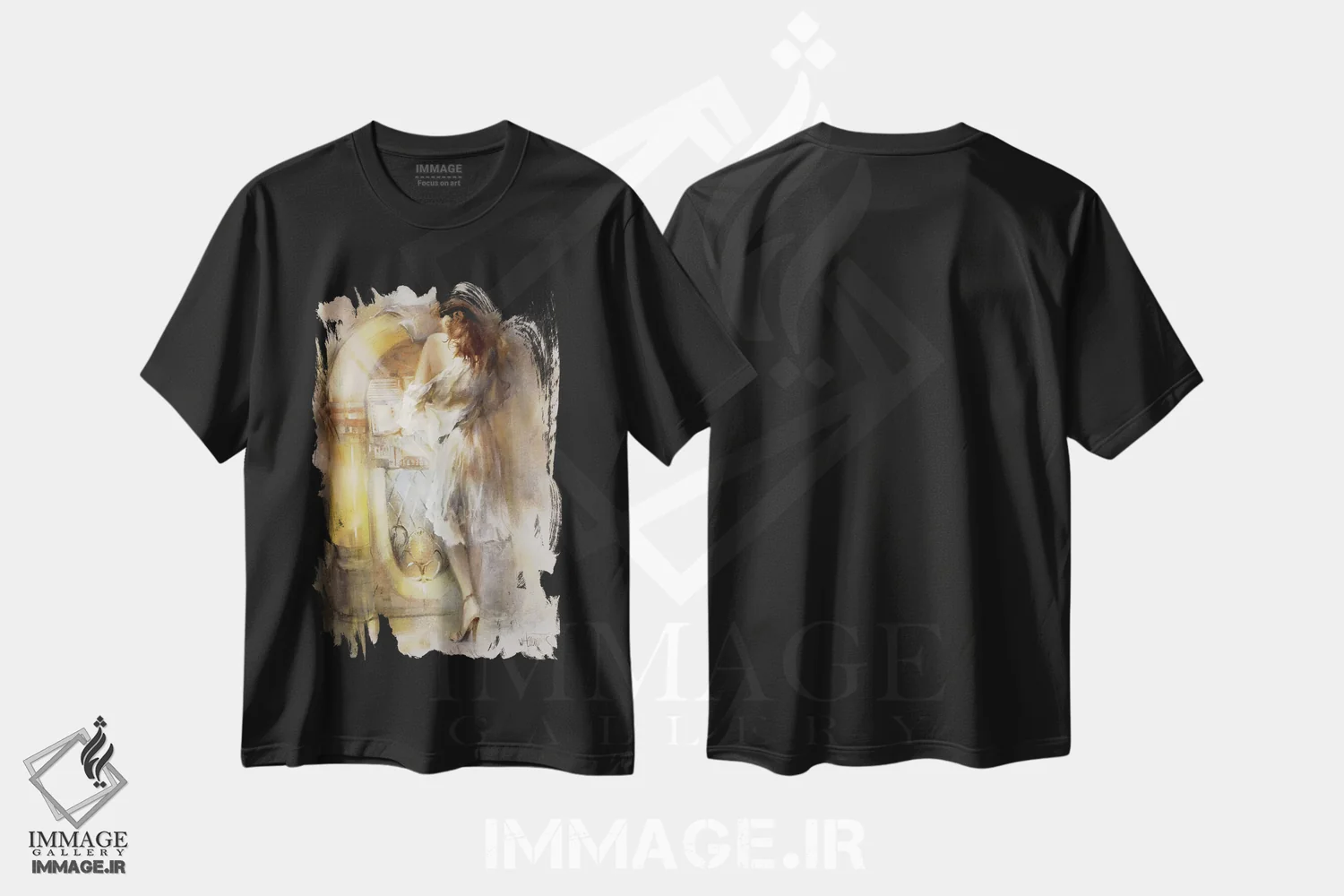 تیشرت مشکی طرح دار گم شده در زمان، تزئینی اثر ویلم هنراتس | فروشگاه ایماژ