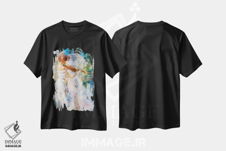 تیشرت مشکی طرح دار آرامش در بازی، تزئینی اثر ویلم هنراتس | فروشگاه ایماژ