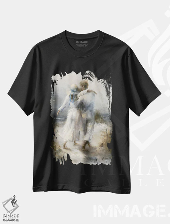 تیشرت مشکی طرح دار رمانتیک، تزئینی اثر ویلم هنراتس | فروشگاه ایماژ