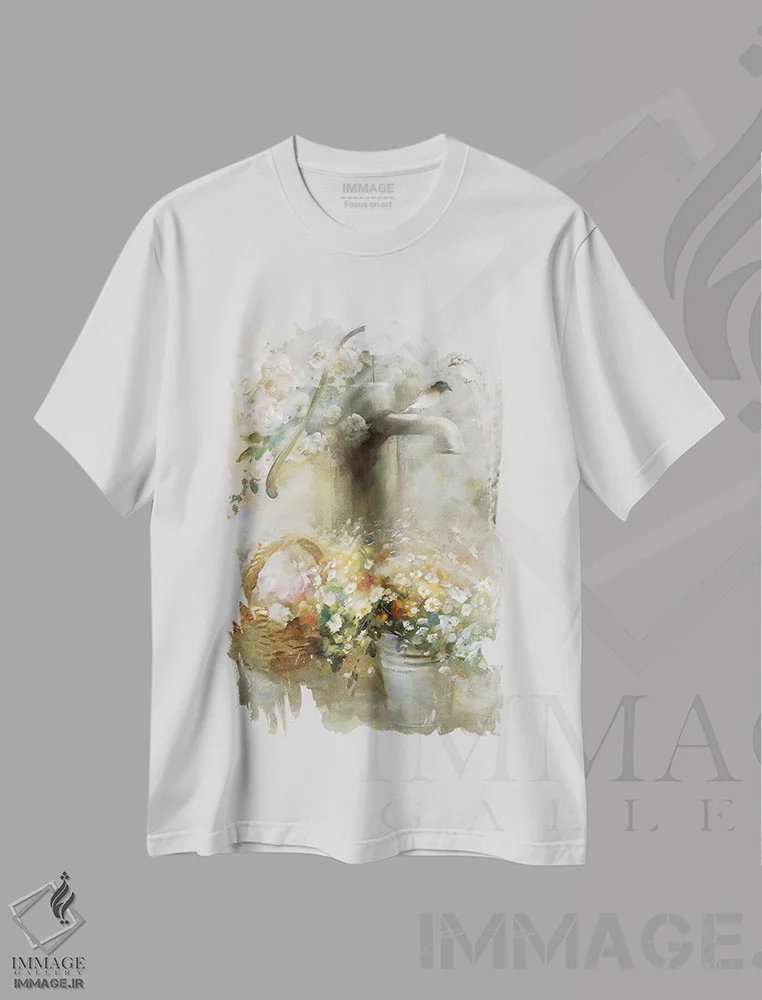 تیشرت سفید طرح دار لمس نرم ۱، تزئینی اثر ویلم هنراتس | فروشگاه ایماژ