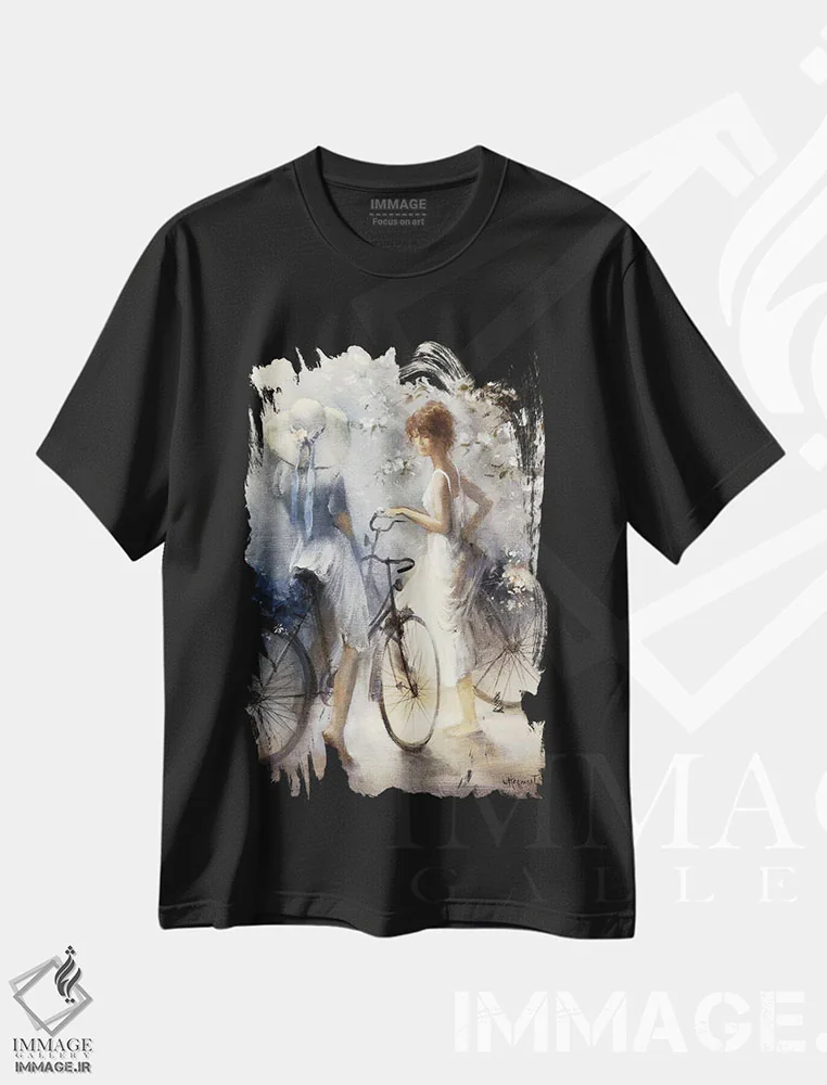 تیشرت مشکی طرح دار بهار، تزئینی اثر ویلم هنراتس | فروشگاه ایماژ