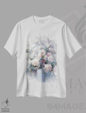 تیشرت سفید طرح دار دسته گل سفید، تزئینی اثر ویلم هنراتس | فروشگاه ایماژ