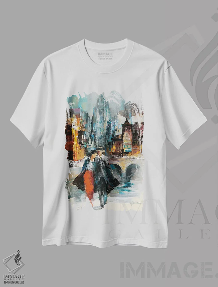 تیشرت سفید طرح دار رمانس ۱، تزئینی اثر ویلم هنراتس | فروشگاه ایماژ