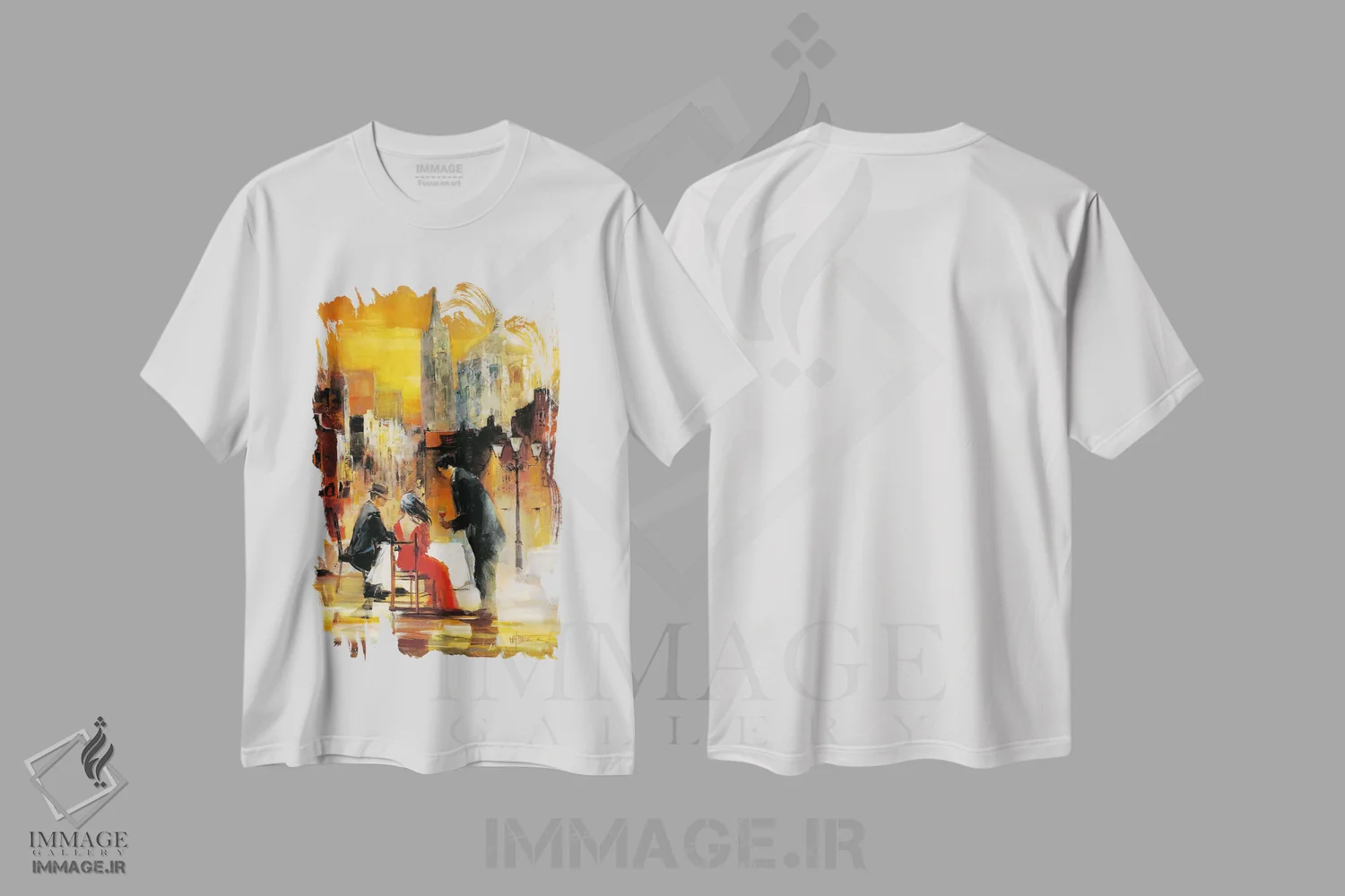 تیشرت سفید طرح دار رمانس ۲، تزئینی اثر ویلم هنراتس | immage.ir