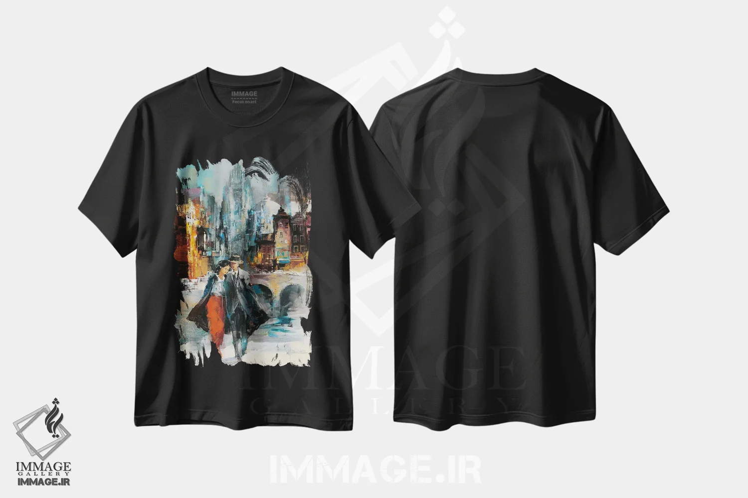تیشرت مشکی طرح دار رمانس ۱، تزئینی اثر ویلم هنراتس | immage.ir