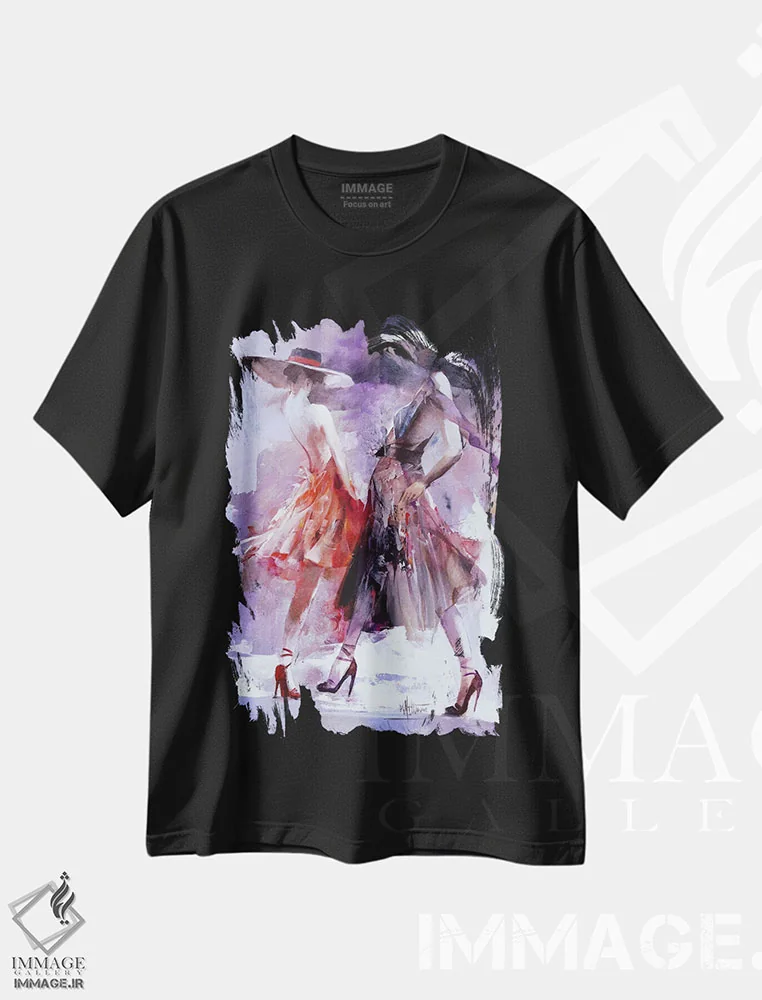 تیشرت مشکی طرح دار نمایش، تزئینی اثر ویلم هنراتس | immage.ir
