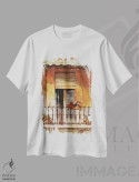 تیشرت سفید طرح دار بالکن ۲، تزئینی اثر ویلم هنراتس | فروشگاه ایماژ