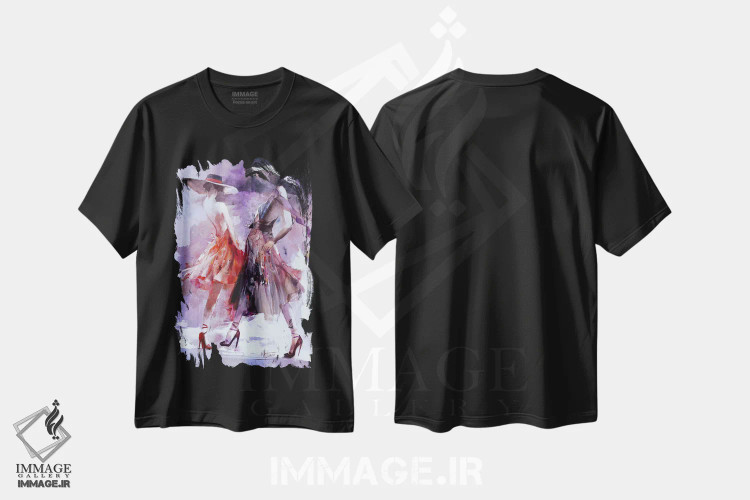 تیشرت مشکی طرح دار نمایش، تزئینی اثر ویلم هنراتس | immage.ir