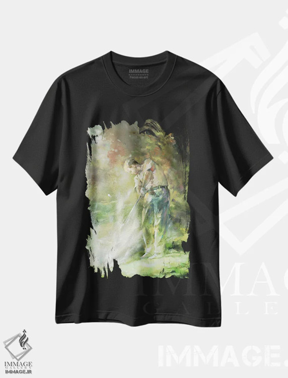 تیشرت مشکی طرح دار یک ضربه بی نقص، تزئینی اثر ویلم هنراتس | فروشگاه ایماژ