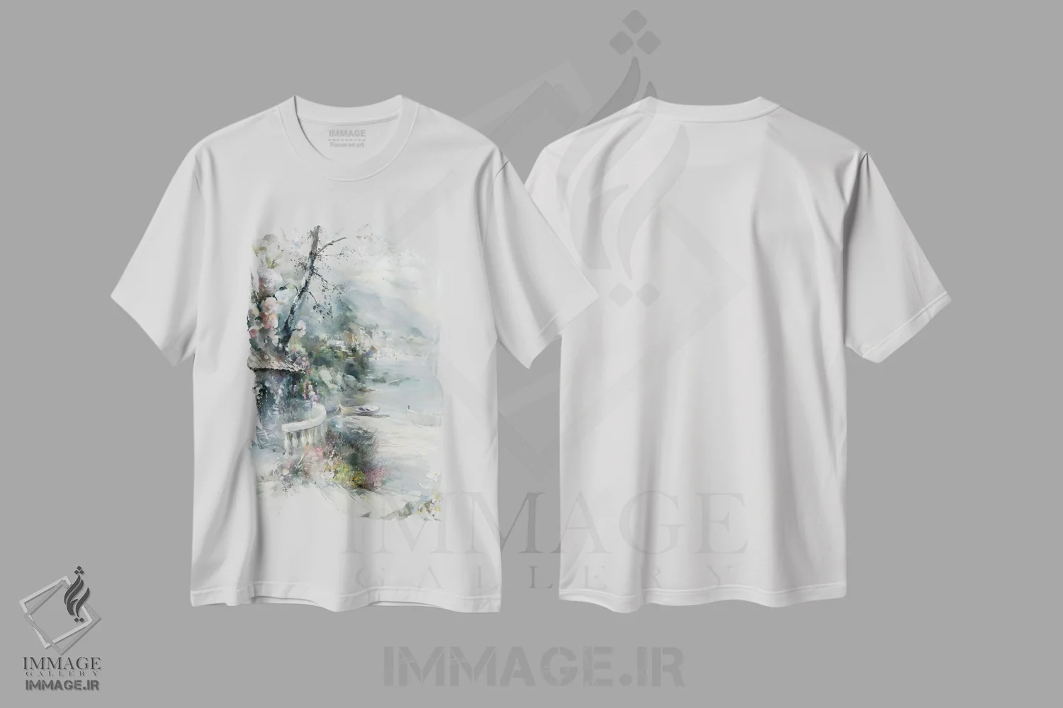 تیشرت سفید طرح دار ساحل خلیج ۱، تزئینی اثر ویلم هنراتس | immage.ir