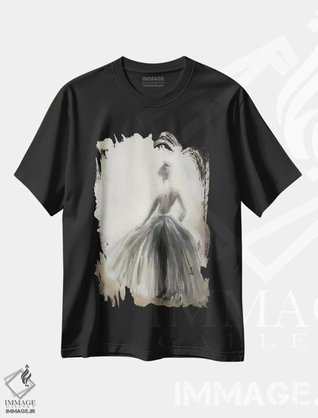 تیشرت مشکی طرح دار آنجا زیر نور، تزئینی اثر کی سی هکستون | فروشگاه ایماژ