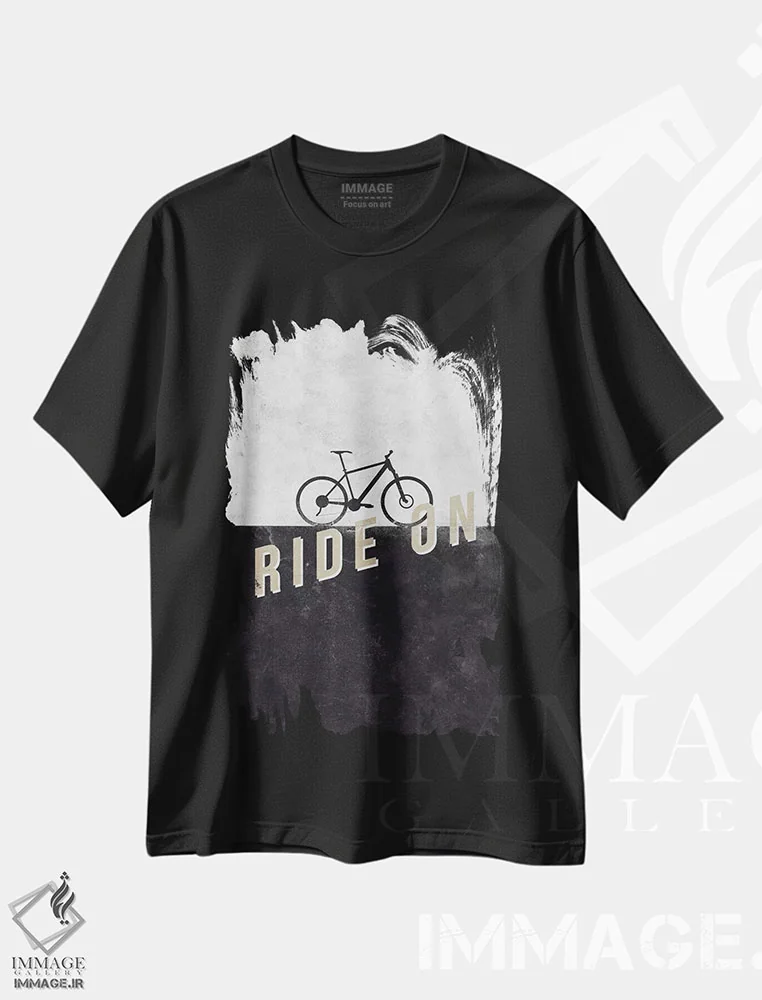 تیشرت مشکی طرح دار به راه ادامه بده، تایپوگرافی اثر هانس بیر | فروشگاه ایماژ