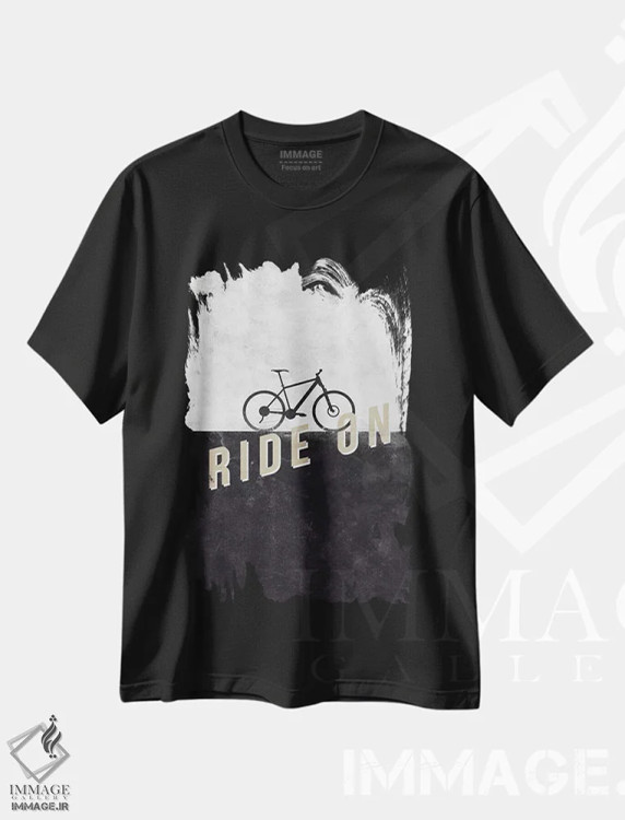 تیشرت مشکی طرح دار به راه ادامه بده، تایپوگرافی اثر هانس بیر | فروشگاه ایماژ
