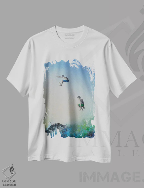 تیشرت سفید طرح دار پسران پرنده، ماهی و اقیانوس، دکور معاصر اثر هانک پره بوم | فروشگاه ایماژ