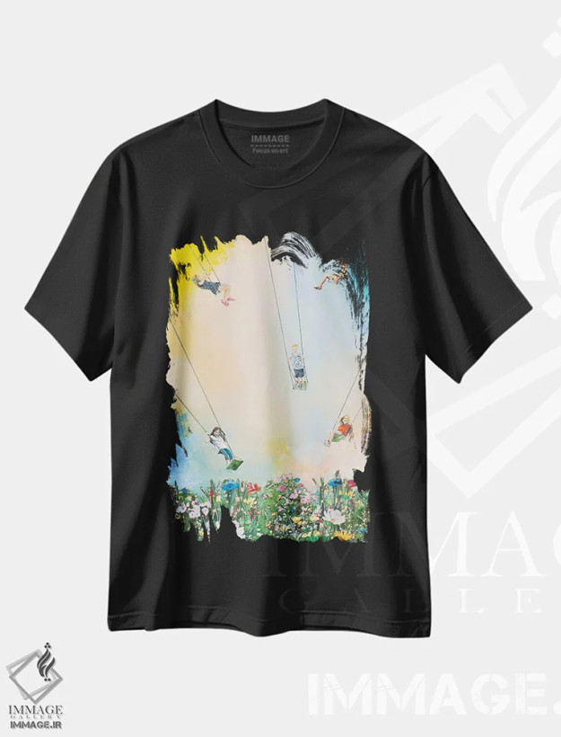 تیشرت مشکی طرح دار شادی ۱، دکور معاصر اثر هانک پره بوم | فروشگاه ایماژ