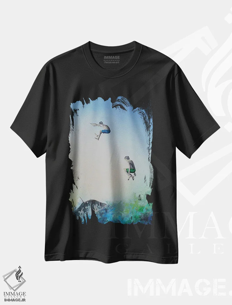 تیشرت مشکی طرح دار پسران پرنده، ماهی و اقیانوس، دکور معاصر اثر هانک پره بوم | immage.ir