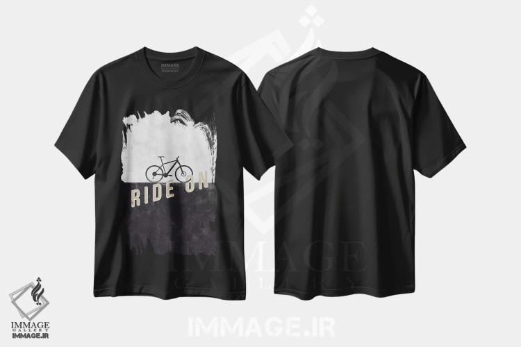 تیشرت مشکی طرح دار به راه ادامه بده، تایپوگرافی اثر هانس بیر | فروشگاه ایماژ