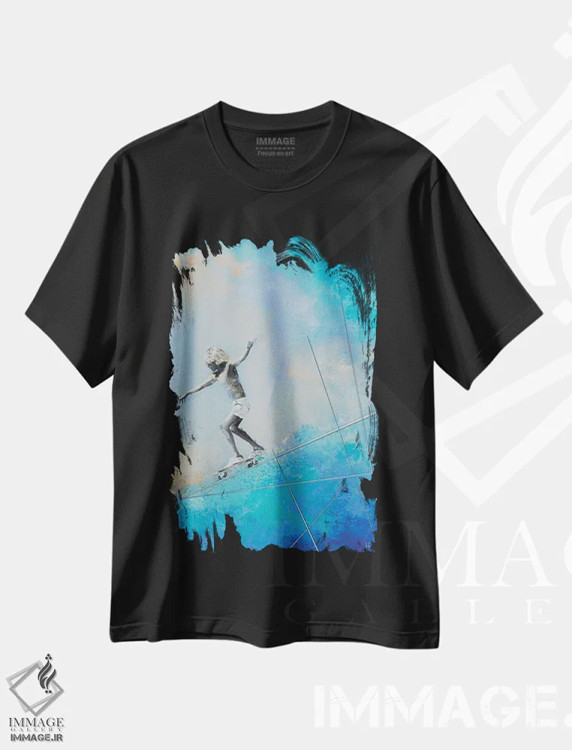 تیشرت مشکی طرح دار اسکیت باز آزاد ۳، دکور معاصر اثر هانک پره بوم | immage.ir