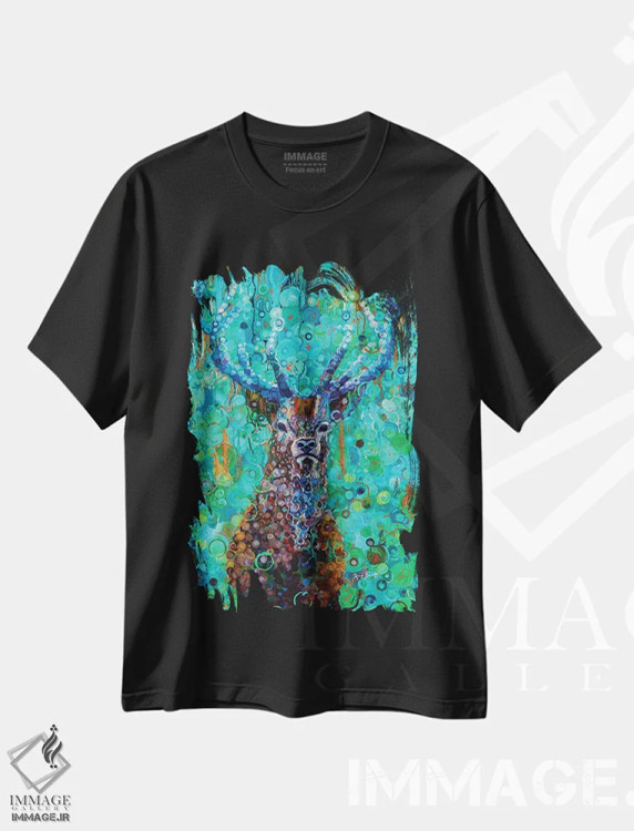 تیشرت مشکی طرح دار پادشاه جنگل، تزئینی اثر هایدی بارنت | immage.ir