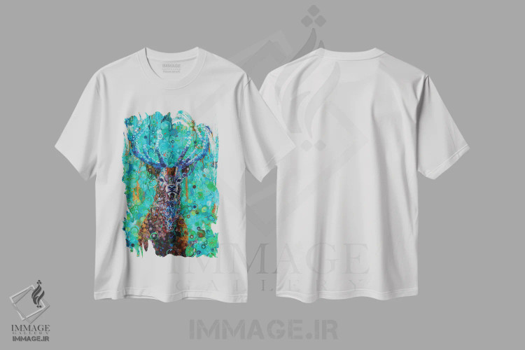 تیشرت سفید طرح دار پادشاه جنگل، تزئینی اثر هایدی بارنت | فروشگاه ایماژ