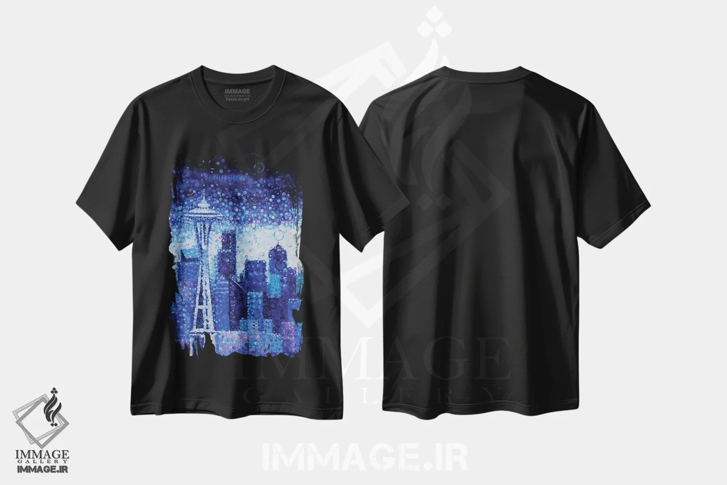 تیشرت مشکی طرح دار غروب سیاتل، مدیوم اثر هایدی بارنت | فروشگاه ایماژ