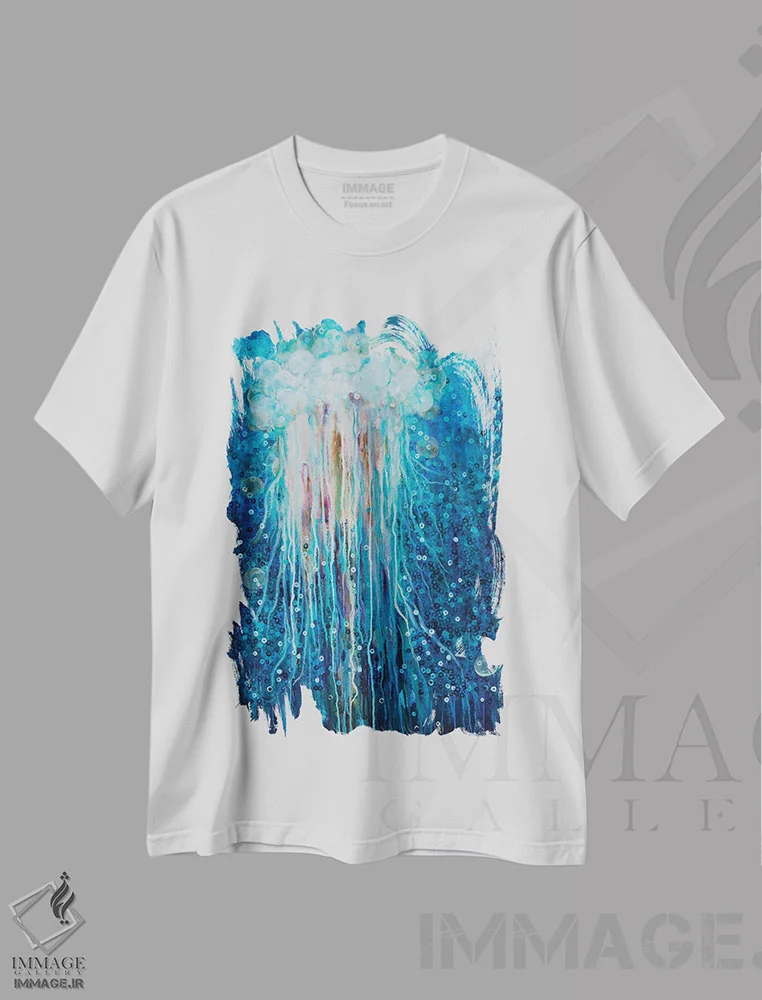 تیشرت سفید طرح دار عروس دریایی، تزئینی اثر هایدی بارنت | فروشگاه ایماژ