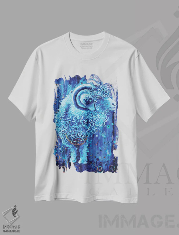 تیشرت سفید طرح دار بز کیهانی اثر هایدی بارنت | فروشگاه ایماژ