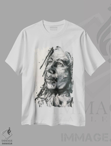 تیشرت سفید طرح دار باب مارلی، هنر آمریکایی آفریقایی تبار اثر ژوس هوپن برورز | فروشگاه ایماژ