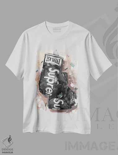 تیشرت سفید طرح دار دستکش بوکس مشکی Supreme و Everlast، مدیوم اثر ژوس هوپن برورز | فروشگاه ایماژ