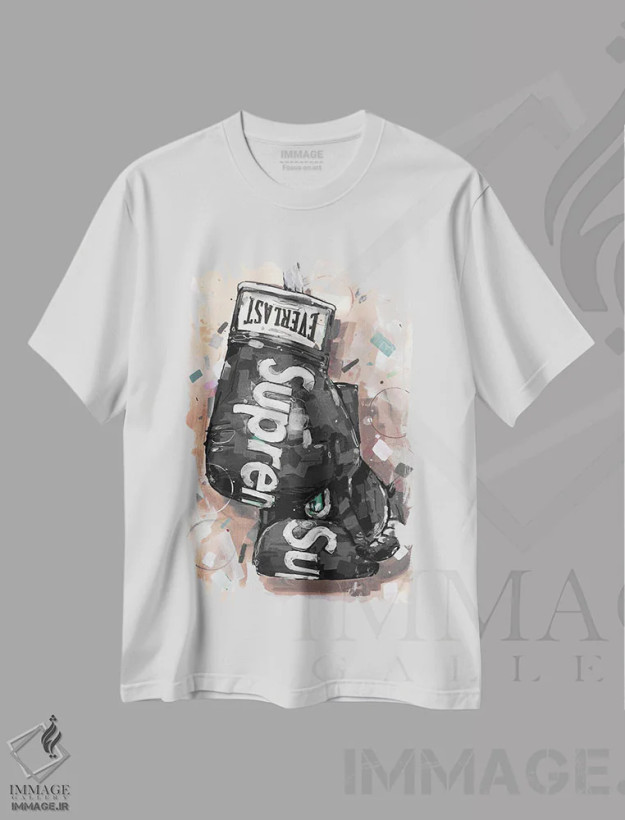 تیشرت سفید طرح دار دستکش بوکس مشکی Supreme و Everlast، مدیوم اثر ژوس هوپن برورز | فروشگاه ایماژ