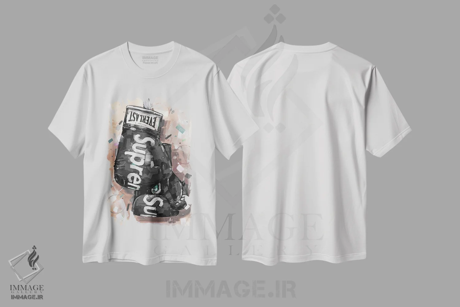 تیشرت سفید طرح دار دستکش بوکس مشکی Supreme و Everlast، مدیوم اثر ژوس هوپن برورز | فروشگاه ایماژ