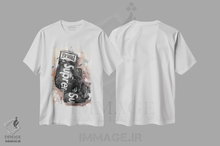 تیشرت سفید طرح دار دستکش بوکس مشکی Supreme و Everlast، مدیوم اثر ژوس هوپن برورز | فروشگاه ایماژ