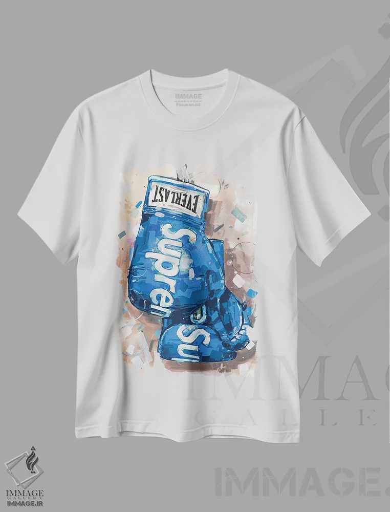 تیشرت سفید طرح دار دستکش بوکس آبی Supreme و Everlast، مدیوم اثر ژوس هوپن برورز | immage.ir