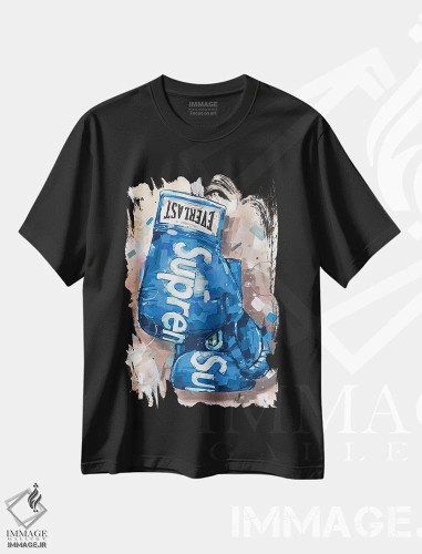 تیشرت مشکی طرح دار دستکش بوکس آبی Supreme و Everlast، مدیوم اثر ژوس هوپن برورز | فروشگاه ایماژ
