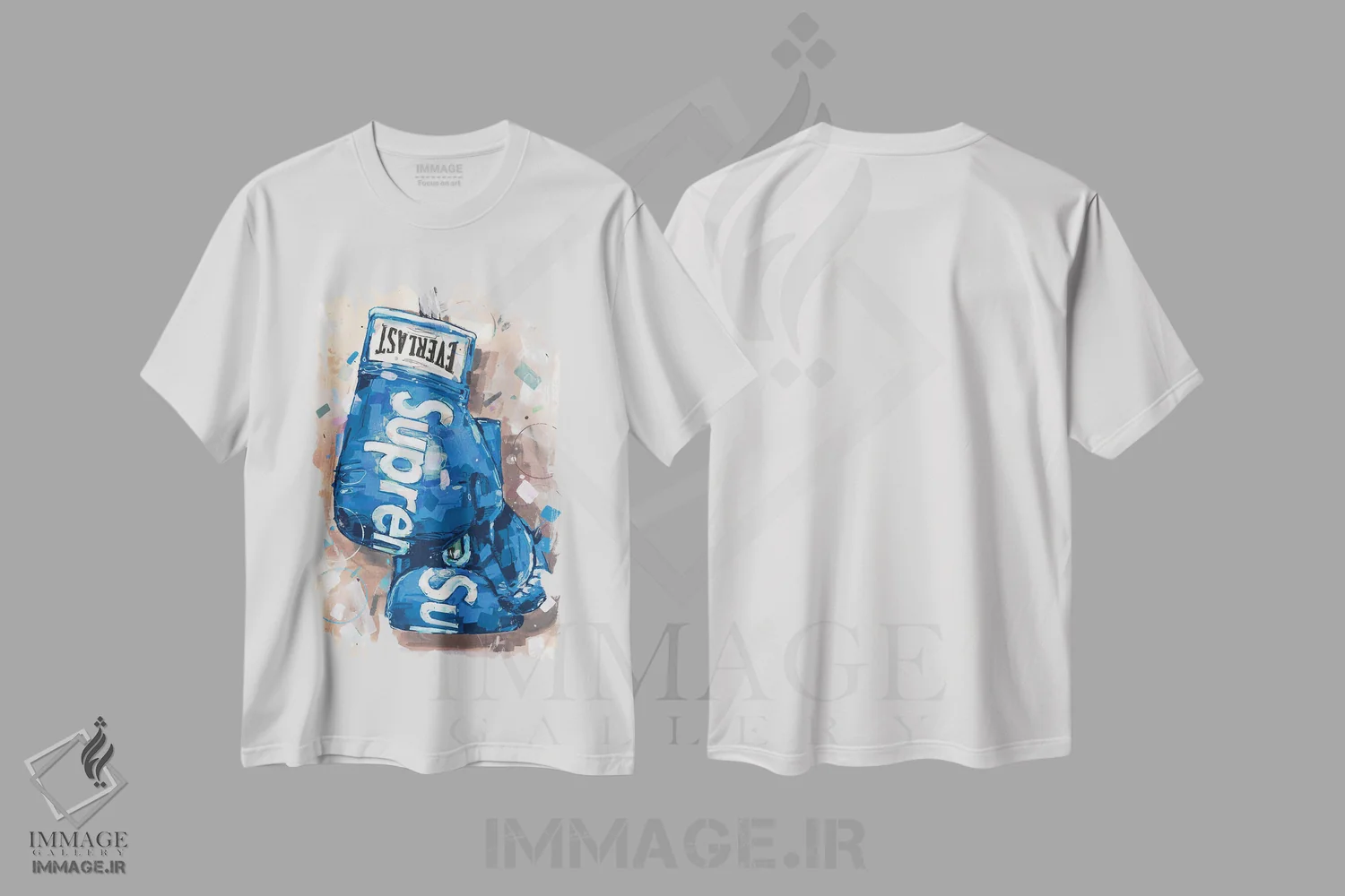 تیشرت سفید طرح دار دستکش بوکس آبی Supreme و Everlast، مدیوم اثر ژوس هوپن برورز | immage.ir