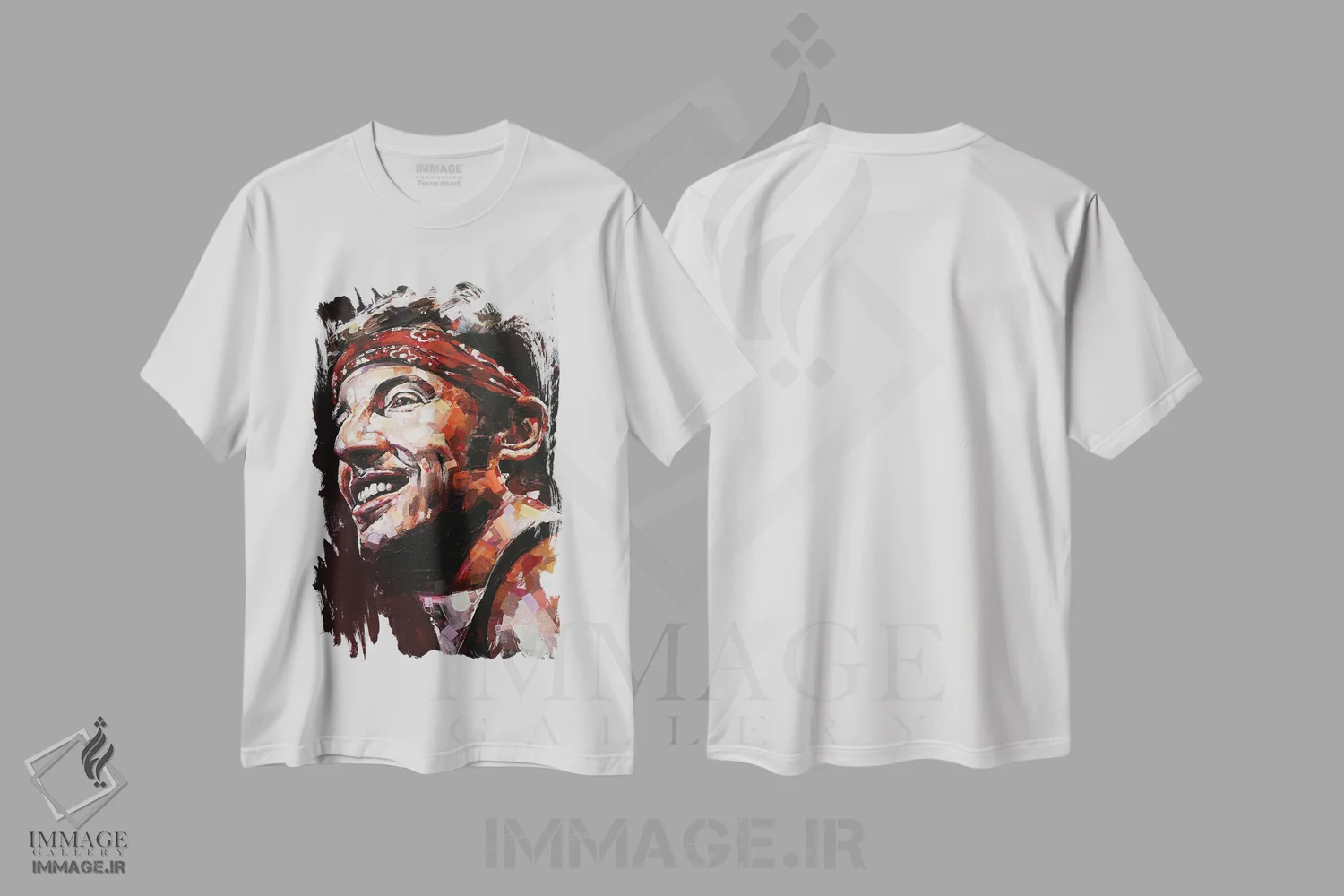 تیشرت سفید طرح دار تابلوی بروس اسپرینگستین "رئیس"، مدیوم اثر ژوس هوپن برورز | فروشگاه ایماژ