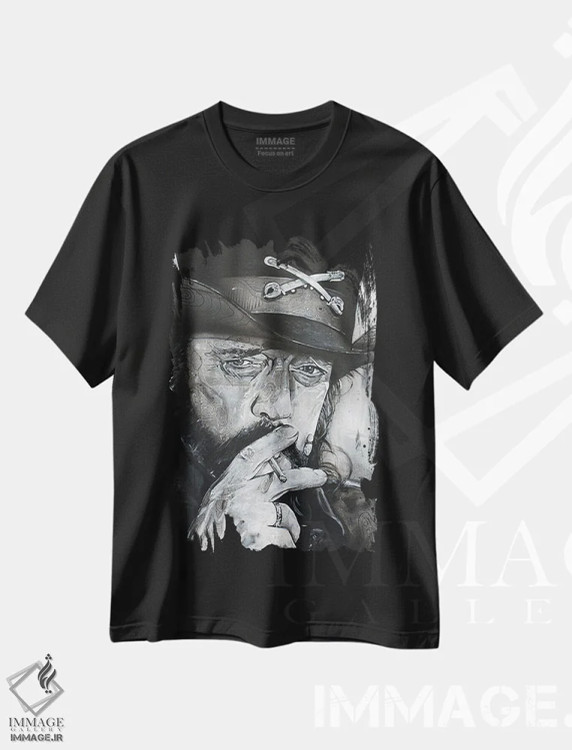 تیشرت مشکی طرح دار پرتره لمی کیلمیستر، مدیوم اثر ژوس هوپن برورز | فروشگاه ایماژ