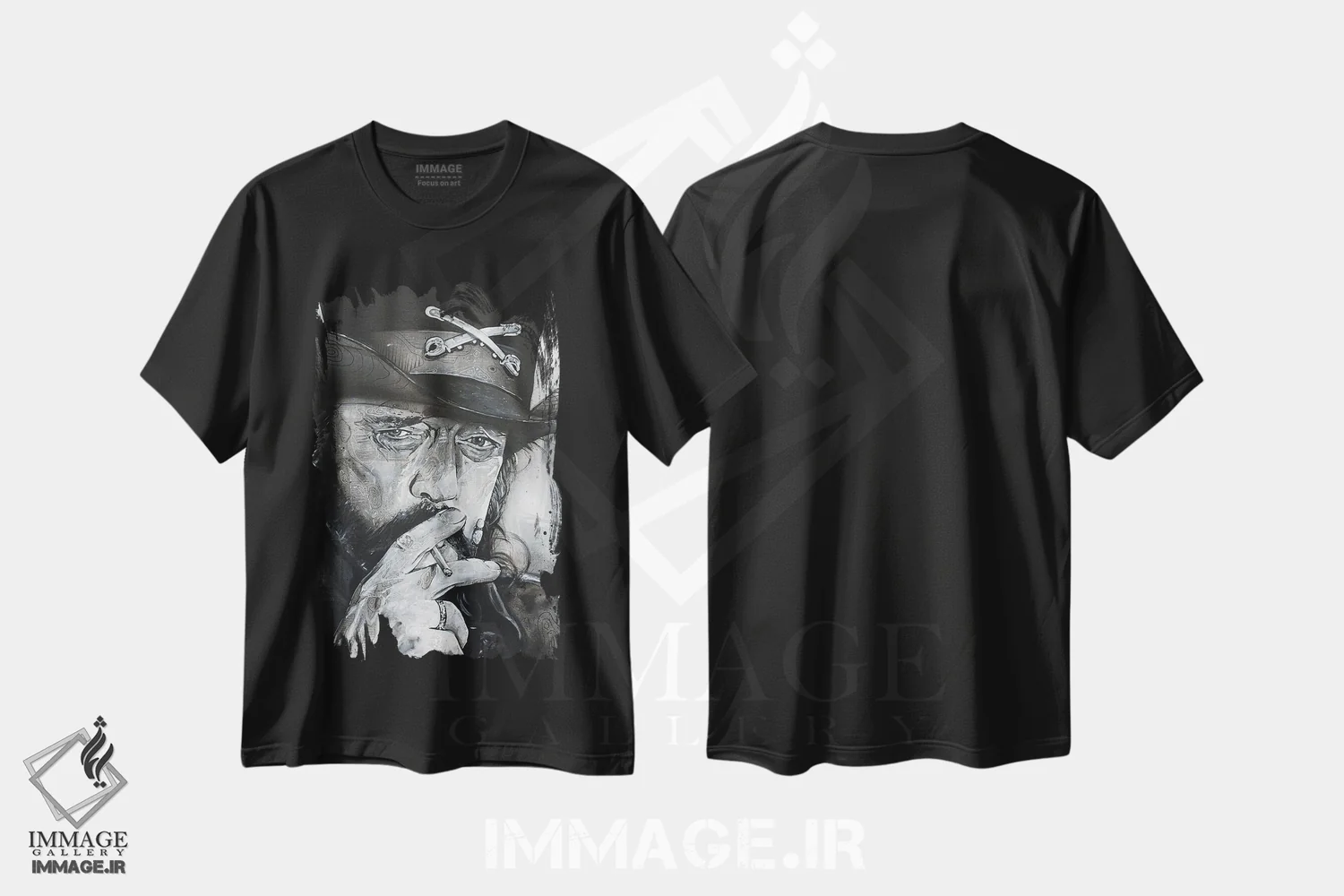 تیشرت مشکی طرح دار پرتره لمی کیلمیستر، مدیوم اثر ژوس هوپن برورز | فروشگاه ایماژ