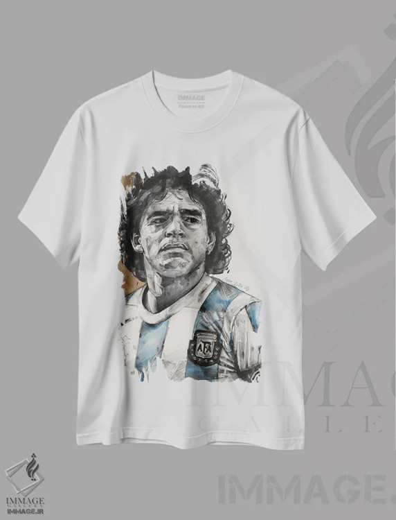 تیشرت سفید طرح دار دیه گو مارادونا، تزئینی اثر ژوس هوپن برورز | فروشگاه ایماژ