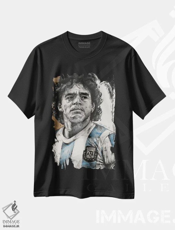 تیشرت مشکی طرح دار دیه گو مارادونا، تزئینی اثر ژوس هوپن برورز | immage.ir