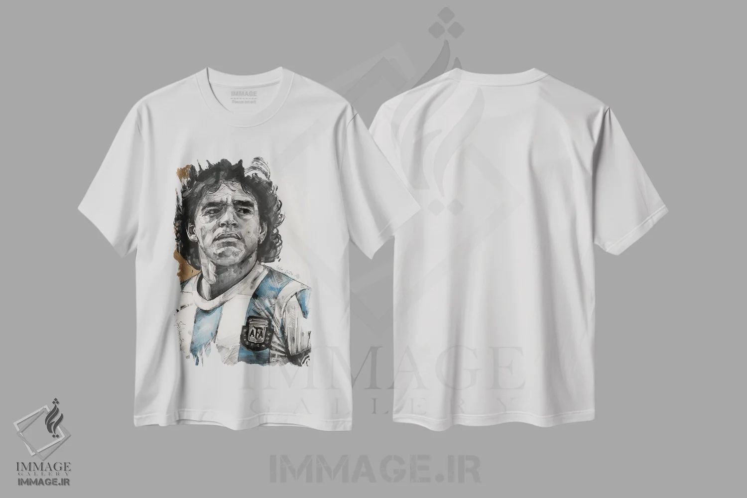 تیشرت سفید طرح دار دیه گو مارادونا، تزئینی اثر ژوس هوپن برورز | فروشگاه ایماژ