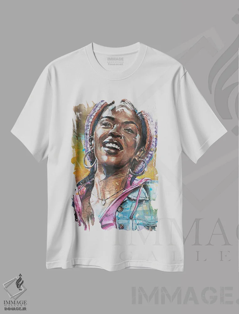 تیشرت سفید طرح دار لورین هیل، هنر آمریکایی آفریقایی تبار اثر ژوس هوپن برورز | immage.ir