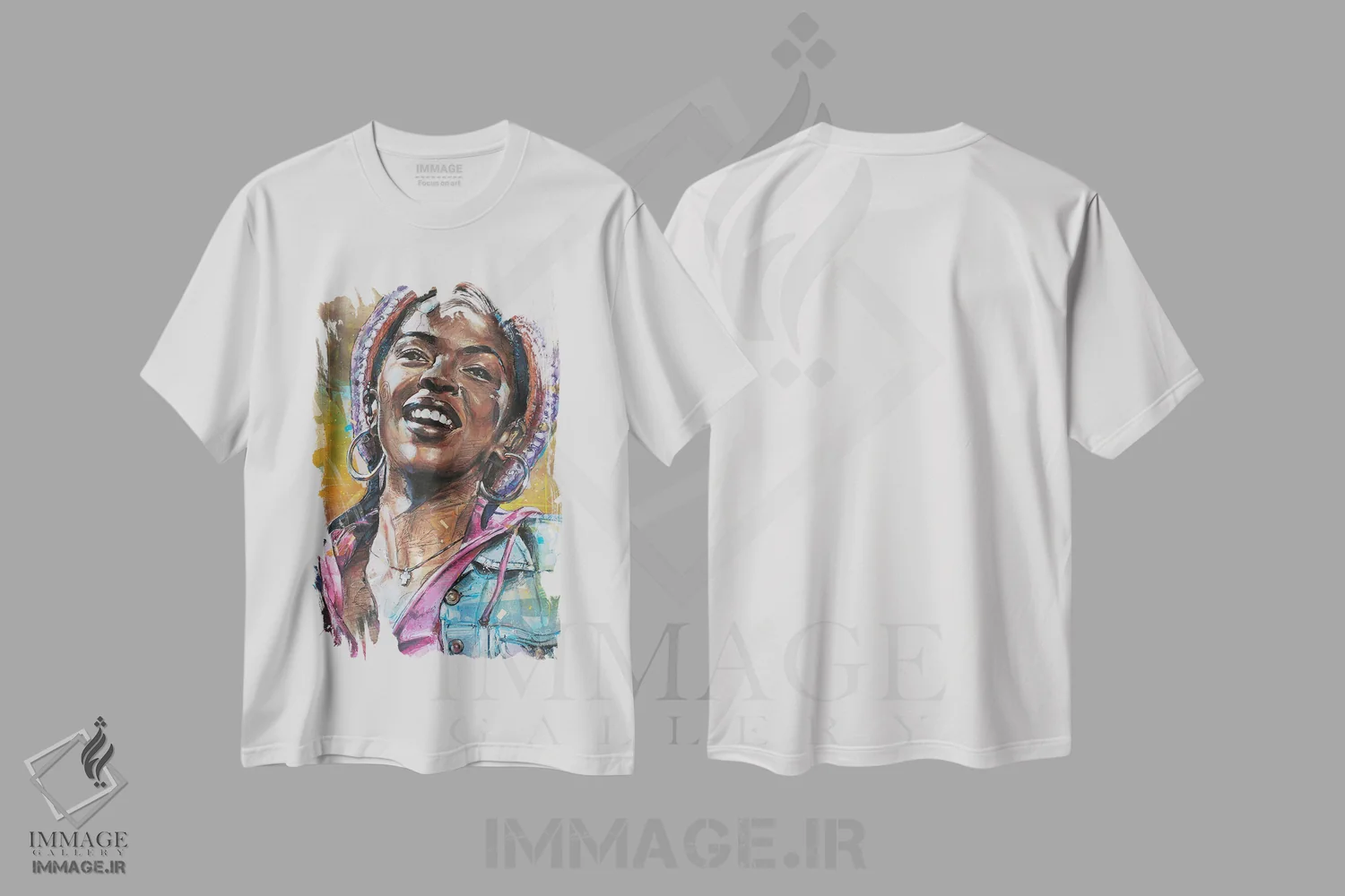 تیشرت سفید طرح دار لورین هیل، هنر آمریکایی آفریقایی تبار اثر ژوس هوپن برورز | immage.ir