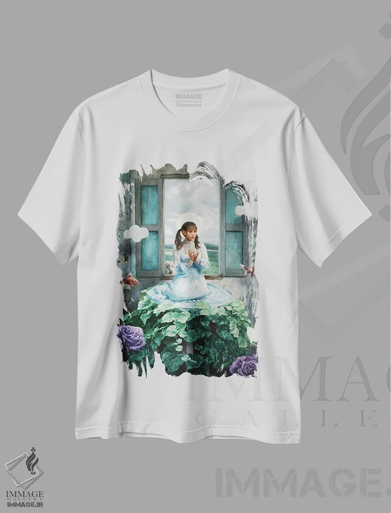 تیشرت سفید طرح دار اتاقی که همیشه در آن هستی، هنر فاخر معاصر اثر تاکاهیرو هیربایاشی | immage.ir