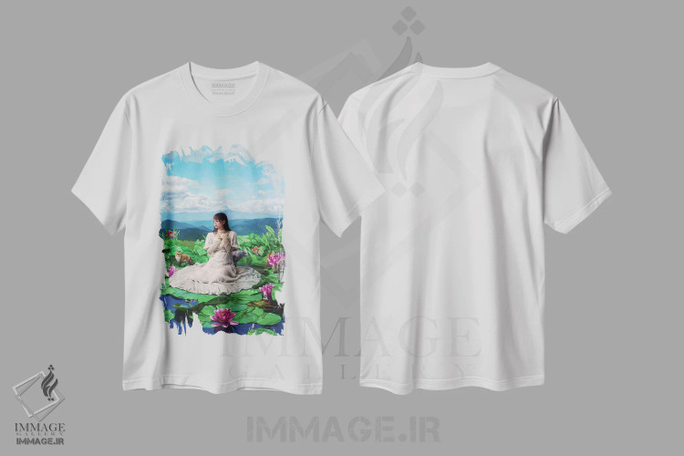 تیشرت سفید طرح دار آنان که به بهشت بیداران ره می سپارند، هنر فاخر معاصر اثر تاکاهیرو هیربایاشی | فروشگاه ایماژ