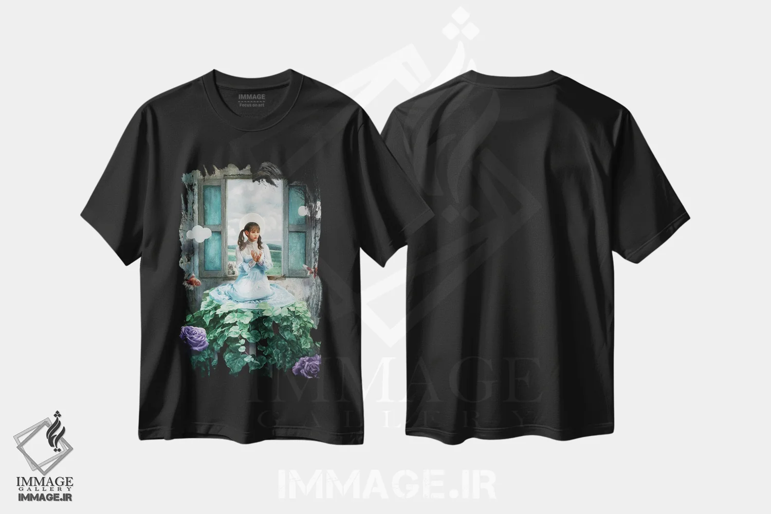 تیشرت مشکی طرح دار اتاقی که همیشه در آن هستی، هنر فاخر معاصر اثر تاکاهیرو هیربایاشی | فروشگاه ایماژ
