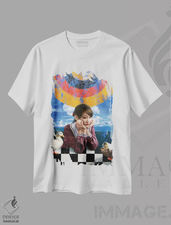 تیشرت سفید طرح دار حفاظت در برابر پرندگان، هنر فاخر معاصر اثر تاکاهیرو هیربایاشی | فروشگاه ایماژ