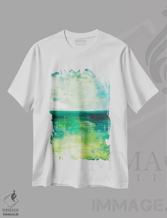 تیشرت سفید طرح دار کف دریا، آبستره اثر هایدی کلاوسون | immage.ir